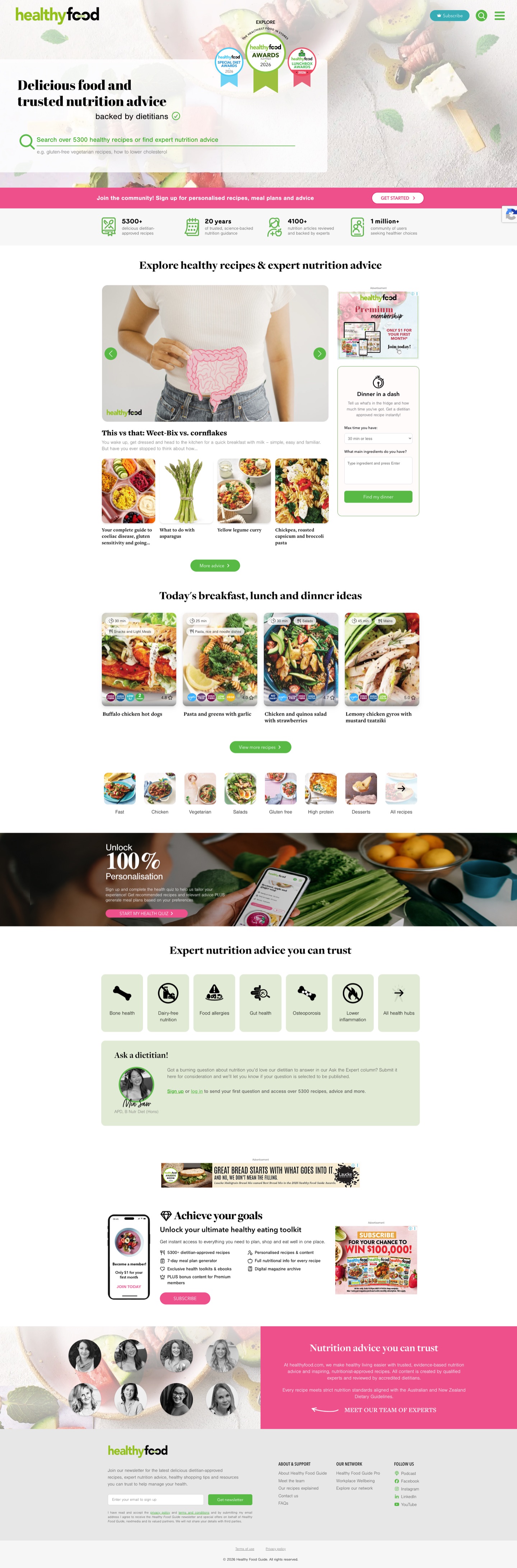 Healthy Food Guide website on desktop